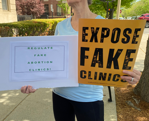 reproductive rights protesting fake abortion clinics